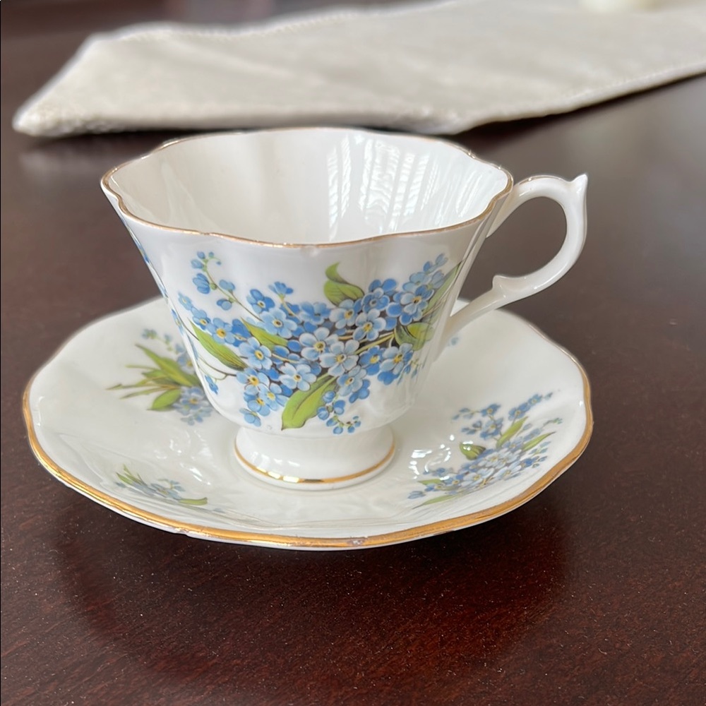 Queen Anne Floral Teacup and Saucer Set